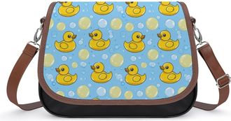 Generic Yellow Rubber Duck And Bubbles Crossbody Bags for Women Shoulder Messenger Bag Purse Handbags