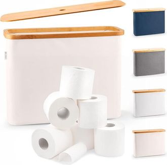 OEM Portarrollos De Papel Higi&eacute;nico Plegable Y Apilable Con Tapa De Bamb&uacute; Para 12 Rollos. Organizador De Ba&ntilde;o Impermeable Y Elegante. Cesta De Papel Higi&eacute;