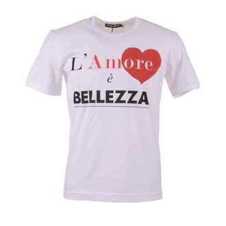 Dolce & Gabbana Lamore &egrave; Beleezza Short Sleeves T-Shirt - male - Dolce & Gabbana - T-Shirts - White - XS - Tops