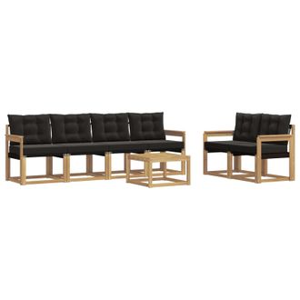vidaXL Conjunto De Sof&aacute;s De Exterior Con Coj&iacute;n 7 Pcs Blanco Y Negro Vidaxl