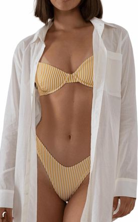 Montce Swim Womens Dainty Bikini Top In Canary Stripe