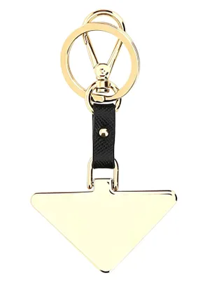 Prada Womens Two-Tone Metal And Leather Key Ring F0002 Steel-Calfleather Portachiavi Keychains