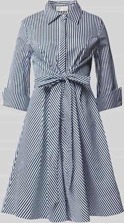 Apricot Knielanges Kleid mit Bindegürtel in Marine, Größe XL