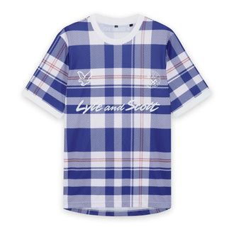 Lyle & Scott Tartan Voetbalshirt - Heren - Tops - Blauw - Maat: M Katoen