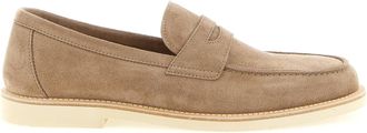 Brunello Cucinelli Beige Calfskin Slip-On Mens Loafers