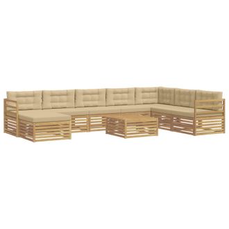 vidaXL Conjunto De Sof&aacute;s De Exterior 9 Uds. Y Beige Poli&eacute;ster Vidaxl