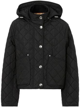 Burberry detachable-hood diamond-quilted jacket - women - Polyamide - M - Black