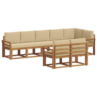 vidaXL Conjunto De Sof&aacute;s De Exterior Con Coj&iacute;n 8 Pcs Natural Y Beige Vidaxl