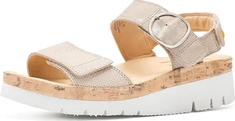 Samuel Hubbard Portola Two-Strap Womens Sandals Textured Pearl Leather : 7.5 B - Medium