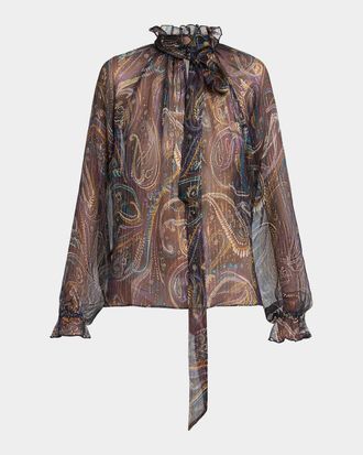 Etro Paisley Semi-Sheer Silk Blouse