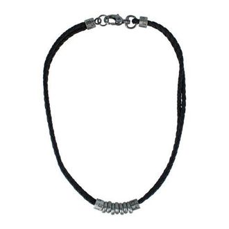 Trafalgar Store DaVinci Vegan Leather Metal Bead and Ring Necklace in Black at Nordstrom