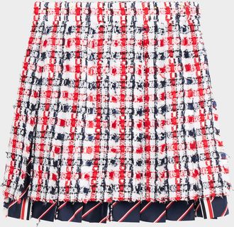 Thom Browne Pleated Tweed Mini Skirt