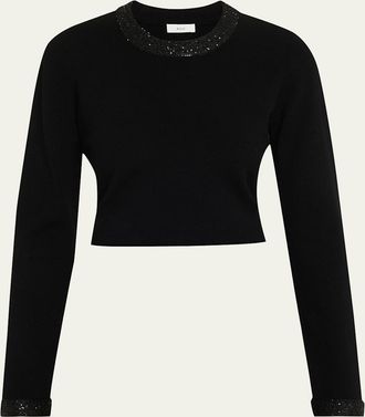 A.L.C. Marley Sequined Long-Sleeve Crop Top