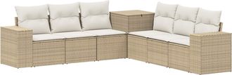 vidaXL Juego De Sof&aacute; 7 Uds. Beige Y Blanco Crema Vidaxl