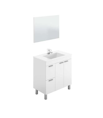 F.R.S. Frs - Mueble Con Lavabo Pmma Y Espejo Marta En Acabado Blanco. 80 Cm(alto)80 Cm(ancho)45 Cm(largo)