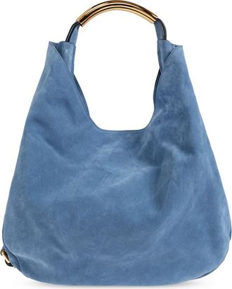 Moschino Handle Me Suede Bag - Dames - Schoudertassen - Blauw - ONE Size - Leer - Tassen