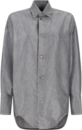 Darkpark Lurex Denim Oversized Shirt - Dames - Overhemden - Grijs - S - Denim - Overhemden