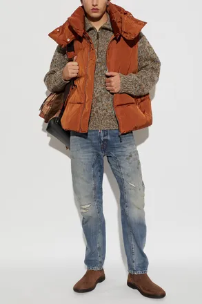 Dsquared2 Quilted Vest With Detachable Hood, Mens, Orange
