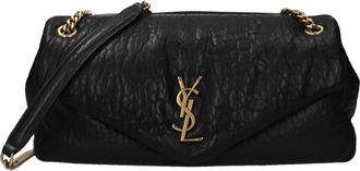 Saint Laurent Damens Calypso Umh&auml;ngetasche aus schwarzem Leder