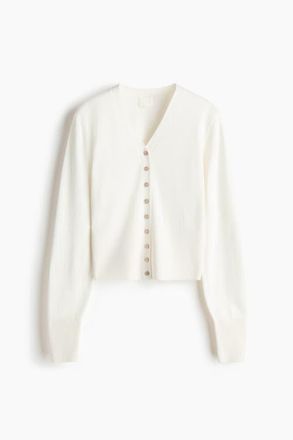 H&M Fine-knit Cardigan in White at Nordstrom, Size X-Small