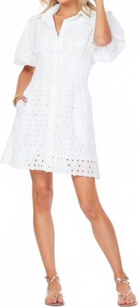 Bishop + Young Jacqueline Bubble Sleeve Eyelet Mini Dress In White