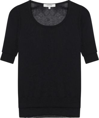 Christophe Lemaire Seamless Trompe Loeil Top - Dames - Ronde hals truien - Blauw - M - Truien & Vesten