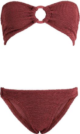 Hunza G Gloria Seersucker Bandeau Bikini, Rose, One Size, Bandeau, Elasticated, Ring Embellishment, Machine Wash, Hunza Gloria Bikini