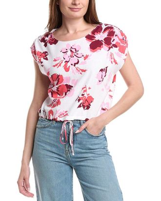 Ellen Tracy Drop Shoulder Linen-Blend Top