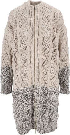 Fabiana Filippi Openwork Knit Bicolor Band Bomber Jacket