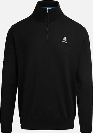 Sandbanks Mens Sandbanks Quarter Zip Merino Knitwear Black - Size: 44