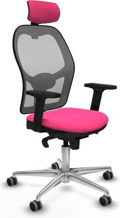 Piqueras y Crespo Piqueras Y Crespo - Jorquera Sincro Malla Gris Similpiel Rosa Brazos 2d Base Aluminio Cabecero 2d Ruedas 65mm Engomada