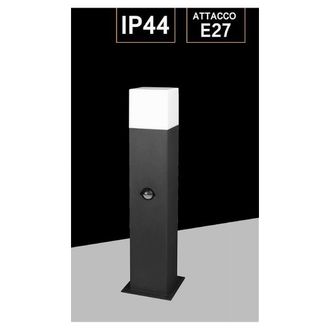 Trade Shop Trade Shop Traesio - Trade Shop - Lampione Esterno Con Sensore Movimento E27 Lampada Da Terra Lampioncino Ip44 H440 - Negro