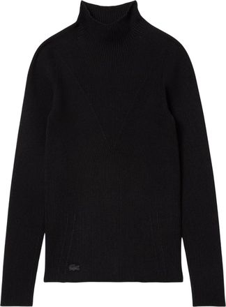 Lacoste Dames/Dames Ribgebreide Sweater Top met Hoge Hals (Zwart)