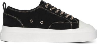 Mani&egrave;re De Voir Vienna Suede Contrast Stitch Sneaker in Black at Nordstrom, Size 8