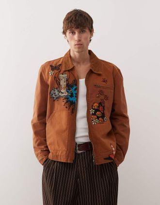 Deus Collective Improv - Giacca marrone con ricami