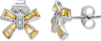Samuel B. 18K & Silver 0.11 Ct. Tw. White Topaz Ribbon Shape Earrings