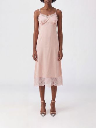 Simone Rocha Satin Midi Slip Dress with Embroidered Lace Details