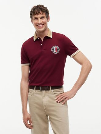 Tommy Hilfiger Mens Regular Fit Circle Logo Tipped Polo - Burgundy - XXXL