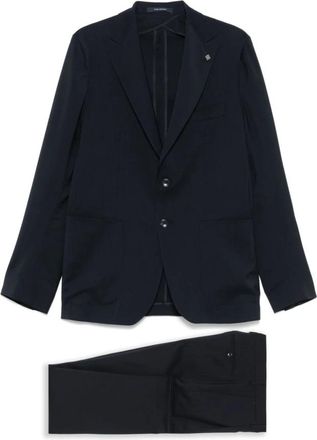 Tagliatore Single Breasted Suits, male, Black, Size: XL Dress with Brooch Detail