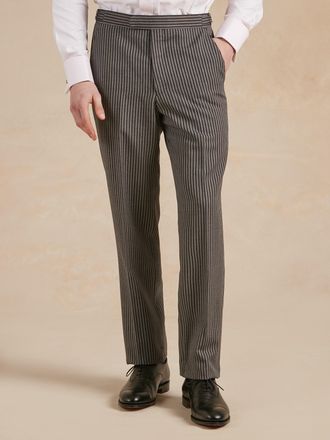Oliver Brown Flat Front Morning Trousers - Light Striped