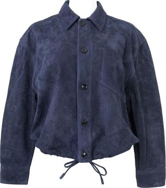 Ami Leather Jackets, unisex, Blue, XS, Blue Leather Shirt Unisex