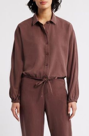 Cloth & Stone Tie Hem Twill Button-Up Shirt in Chocolate Truffle at Nordstrom Rack, Size X-Small