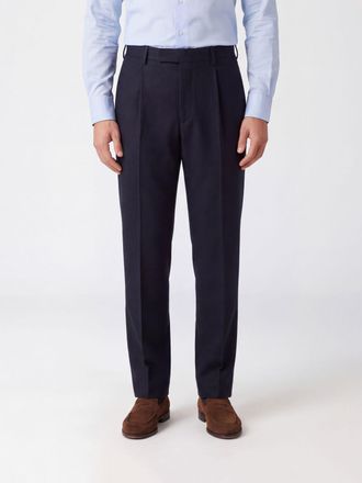 Pantaloni Torino Contrast Logo Wool and Cashmere Straight Trousers