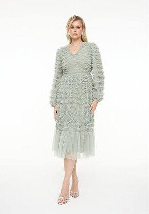 Beauut Tulle Mesh Midi Dress in Sage Green at Nordstrom, Size 6