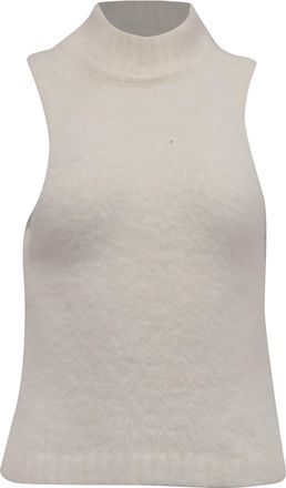 LPA Mock Neck Sleeveless Top in White Nylon