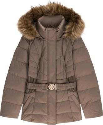 Guess Gepolsterde jas met ceintuur en capuchon - Dames - Dons jassen - Bruin - XL - Leer - Jassen