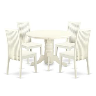 East West Furniture Dining Room Set Linen White, SHIP5-LWH-W