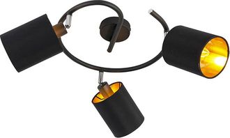 QAZQA Qazqa - Moderno Plaf&oacute;n Inteligente Moderno Negro Con 3 B35 Wifi - Lofty Acero /textil Cil&iacute;ndra /redonda Adecuado Para Led Max. 3 X 4.5 Watt