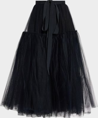 Erdem Tulle Tie-Waist Skirt