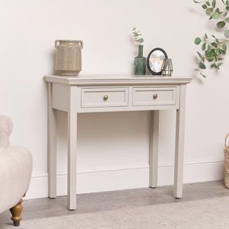 Melody Maison 2 Drawer Console / Dressing Table - Daventry Taupe-Grey Range in Taupe